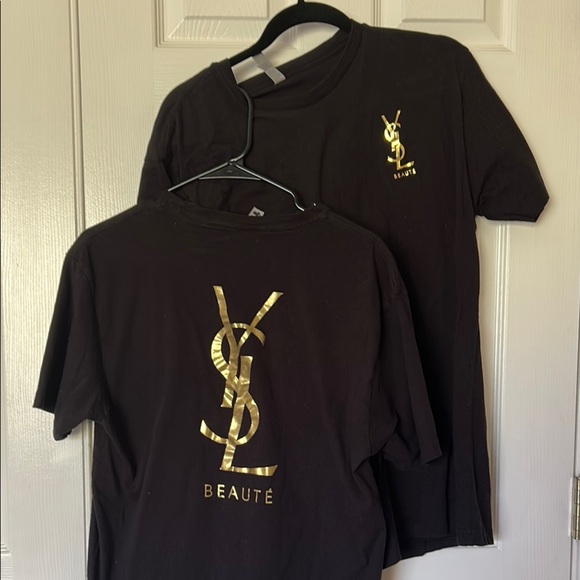 Yves Saint Laurent Tops - Yves Saint Laurent UNISEX Black T-Shirt with Gold Logo Size SMALL